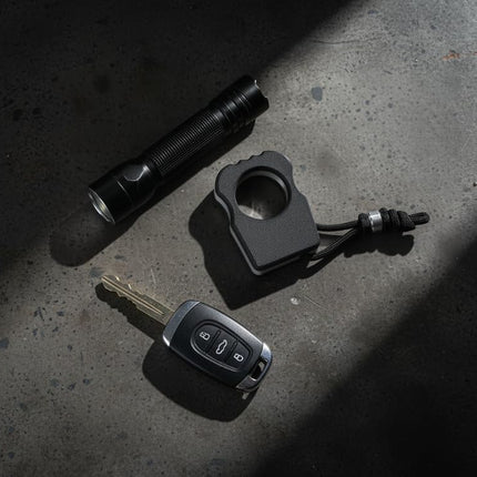 EDC Knuckle Tactical Keychain | Black with Metalic Silk Accent 3D Printed with Paracord Lanyard and Matching Bead