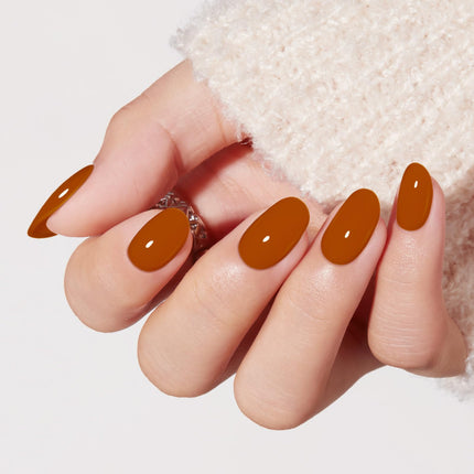 Dark Red Short Fall Press On Nails, Oval Fake Nails