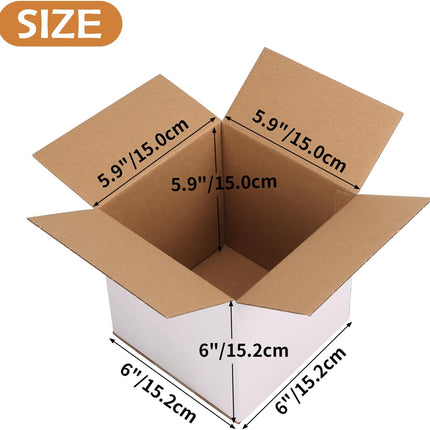 6x6x6 inch Shipping Boxes White Set of 30, Inner Size 5.9x5.9x5.9 inch Corrugated Cardboard Boxes for Packaging Small Business or Wrapping Gift