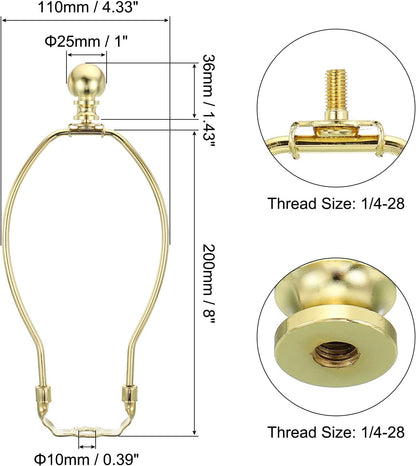 8 Inch Gold Tone Lamp Harp Kit with Finial, 2 Set Detachable Shade Bracket Holder - photo 2