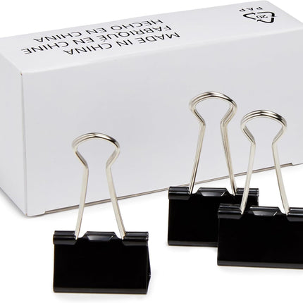 Amazon Basics Sturdy Binder Clips, Office Supplies, Medium 1.25 in, Document Organizing, Black, 96 Count (8 Pack of 12)