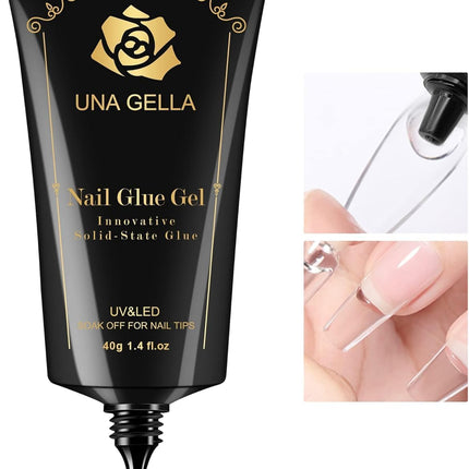 Gel Nail Glue, Solid Nails Gl ue Gel 40g Lamp Curing Needed Soak Off G LUE Strong Nail G LUE G el for Acrylic Fake Nails Tips Extension Press On Nails for Gelly Tips