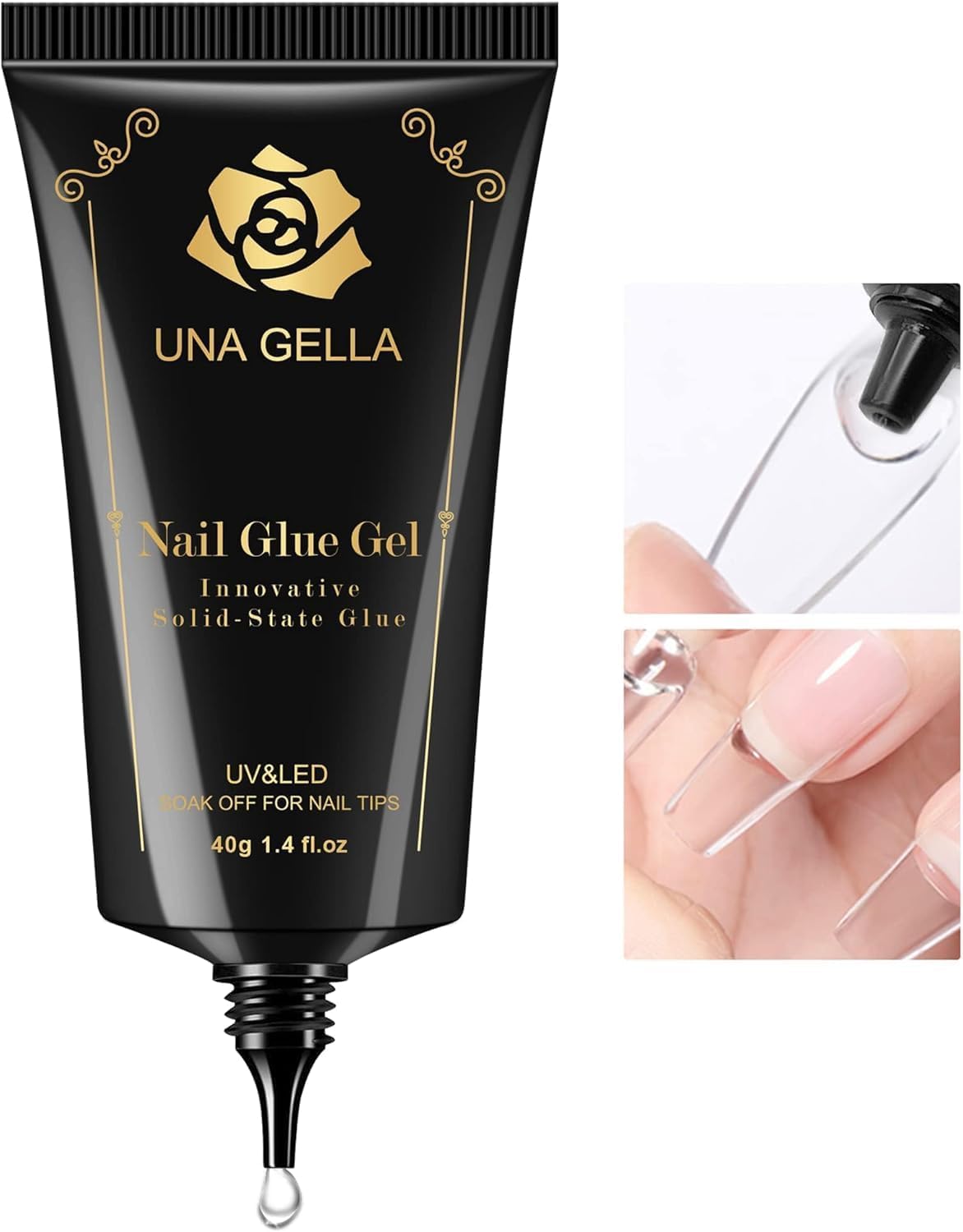 Gel Nail Glue, Solid Nails Gl ue Gel 40g Lamp Curing Needed Soak Off G LUE Strong Nail G LUE G el for Acrylic Fake