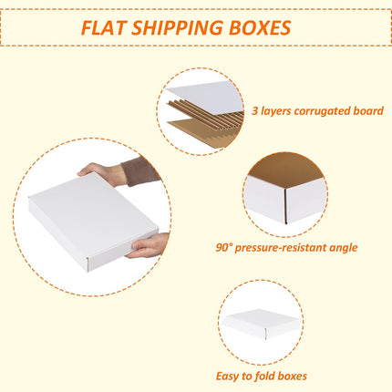 HORLIMER 12x9x2 inches Shipping Boxes Set of 25, White Corrugated Cardboard Box Literature Mailer