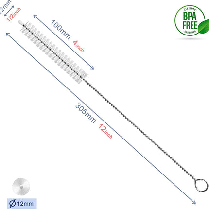 Straw Cleaner Brush Extend 12 inch, Extra Wide 12mm diam Pipe Cleaners, Extra Long Straw Brush for Sippy Cup, Water Bottle and Tubes, Drinking Straw Cleaning brush Set 10 Pack
