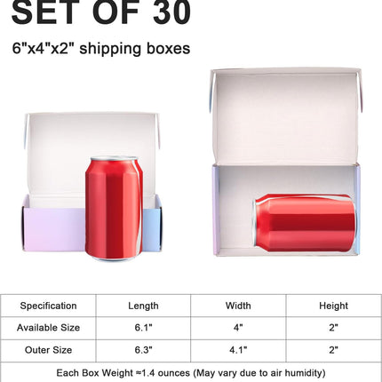 6x4x2 Inch Small Shipping Boxes for Small Business, 30 Pack Purple Mailing Boxes Corrugated Cardboard Mailer Gift Packaging Box