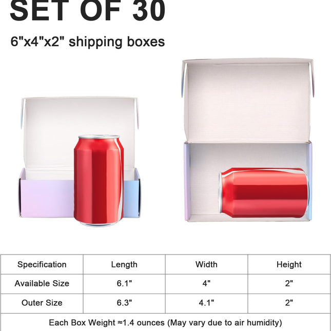 6x4x2 Inch Small Shipping Boxes, 30 Pack Purple Mailing Boxes