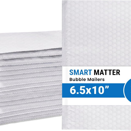 SMART MATTER Poly Bubble Mailer 6.5x10" (Usable Size) | 25 Pcs White Bubble Mailers | Opaque Design, Water Resistant, Self Seal, Durable Bubble Packaging Envelopes for Small Business, Online Sellers