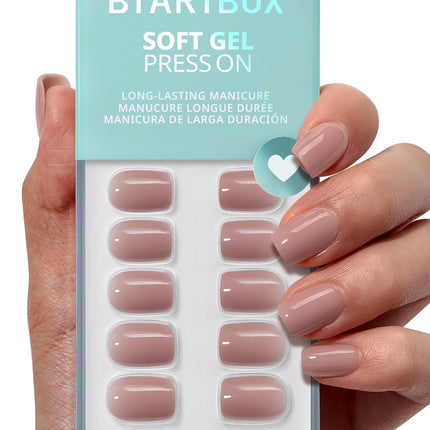 Press On Nails, uñas postizas ovaladas cortas rojo oscuro, 32Pcs kit completo