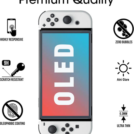 amFilm Auto-Alignment OneTouch for Nintendo Switch OLED Screen Protector [7.0"] 2021, Tempered Glass, 30 Seconds Installation, Bubble Free, Scratch Resistant, Touch Sensitive, Matte [2 Pack]