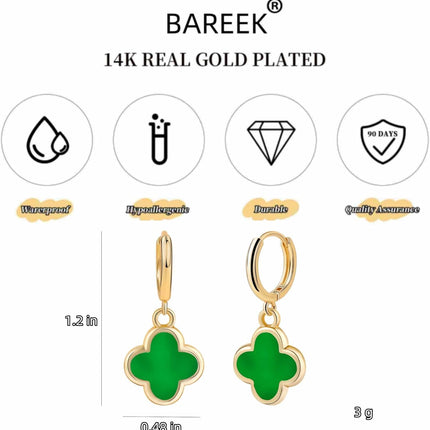 Clover Earrings for Women Four Leaf Drop Dangle Earring 14K Gold Plated Hypoallergenic Lightweight Waterproof Lucky Mother Gifts Birthday Christmas Anniversary Simple Jewelry - Not-Fade