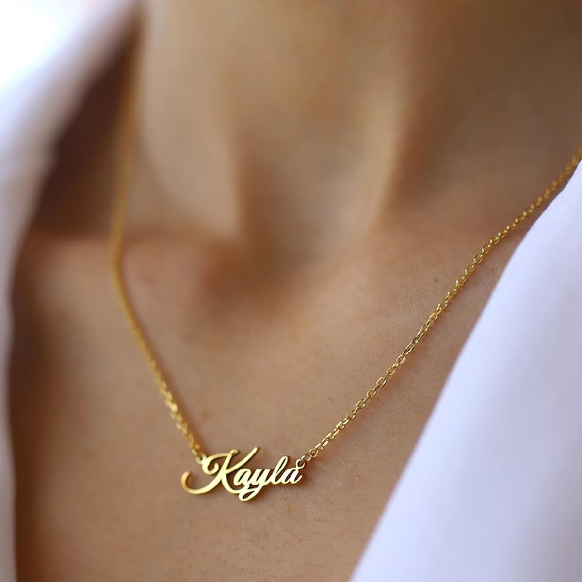 Mothers Day Necklace Gifts for Mom,18K Gold Plated Name Necklace - photo 3