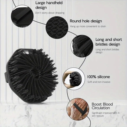 Silicone Body Scrubber for Men, Gentle Exfoliating Silicone Shower Scrubber, Eco-Friendly Silicone Loofah & Body Wash Scrubber for Sensitive Skin, Men’s Shower Scrubber (Gray)