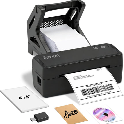 Bluetooth Thermal Label Printer with Stand, Wireless 4x6 Shipping Label Printer for Small Business, Support iPhone, Android Windows & Mac, Widely Used for USPS Amazon Etsy Shopify (Black)