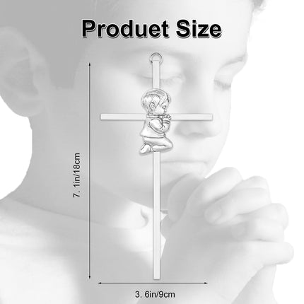 Baby Wall Cross Baptism Gifts for Boys, 7-inch Silver Blessing Boy Baptism Crosses for First Holy Communion Christening and Dedication Baptismal Gifts from Godparents