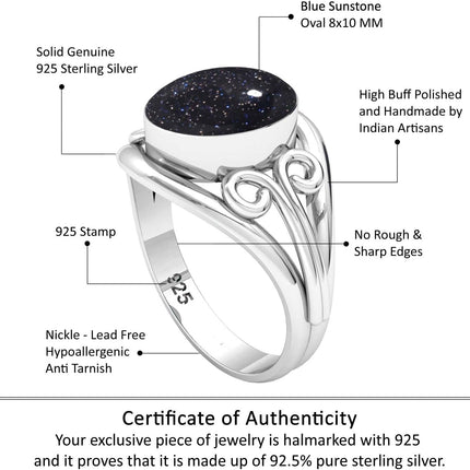 Garnet, Lapis, Moonstone, Crystal Oval Handmade Ring Genuine 925 Sterling Silver Boho Natural Gemstone Jewelry For Women