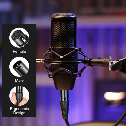2-Pack XLR Cable - 6ft, Male to Female Microphone Cable