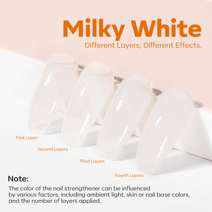 modelones Nail Strengthener, Milky White Nail Polish Nail Repair for Damaged Nails Hardener Air Dry Nail Growth Polish Natural Nail Concealer Foundation Gifts for Women 15ml
