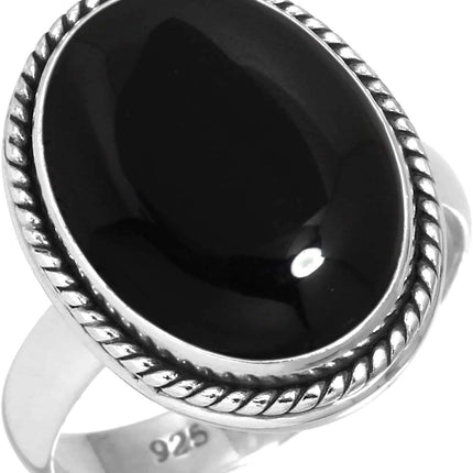Boho Handmade Jewelry Chunky Natural Gemstone Tiger Eye, Crystal, Pearl, Garnet Oval Genuine 925 Sterling Silver Ring For Women