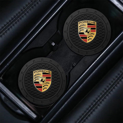 2PCS Car Cup Holder Coasters,Non-Slip Car Coasters for Drink Holder Compatible with Porsche Panamera Cayenne Macan Boxster Taycan Cayman 718 911,Vehicle Inner Accessories for Cup Insert Mat,Silicone