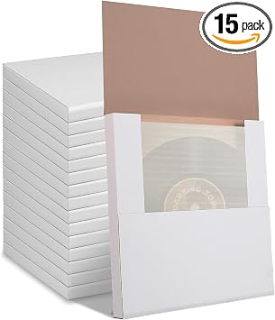 15 Sets White Vinyl Record Mailers with Foam Pouches and Fragile Stickers