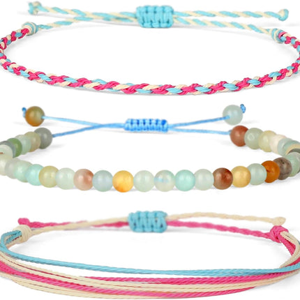 QOGIR Handmade Healing Bracelet,6mm Natural Gem Stone Bracelet rope bracelet