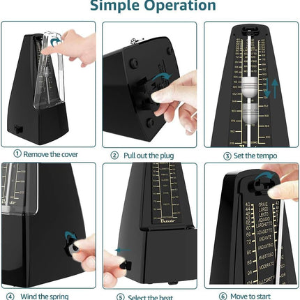 Mechanical Metronome Black/Loud Sound Piano Drum Violin Guitar