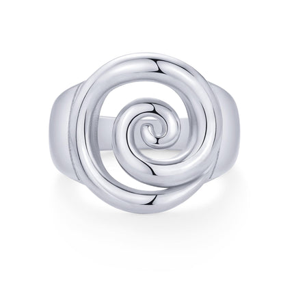 14K Gold Plated Chunky Swirl Rings for Women - Statement Spiral Ring - Waterproof Bold Swirl Bands