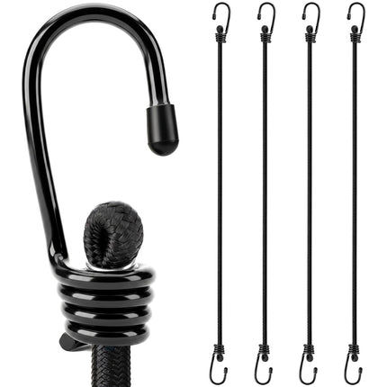 31-Piece Bungee Cords Assortment Jar, Includes 10”,18”,24”,32”,40” Bungee Cords, 6“ Zip Ties, 8”Canopy/Tarp Ball Ties and Crocodile Mouth Tarp Clips