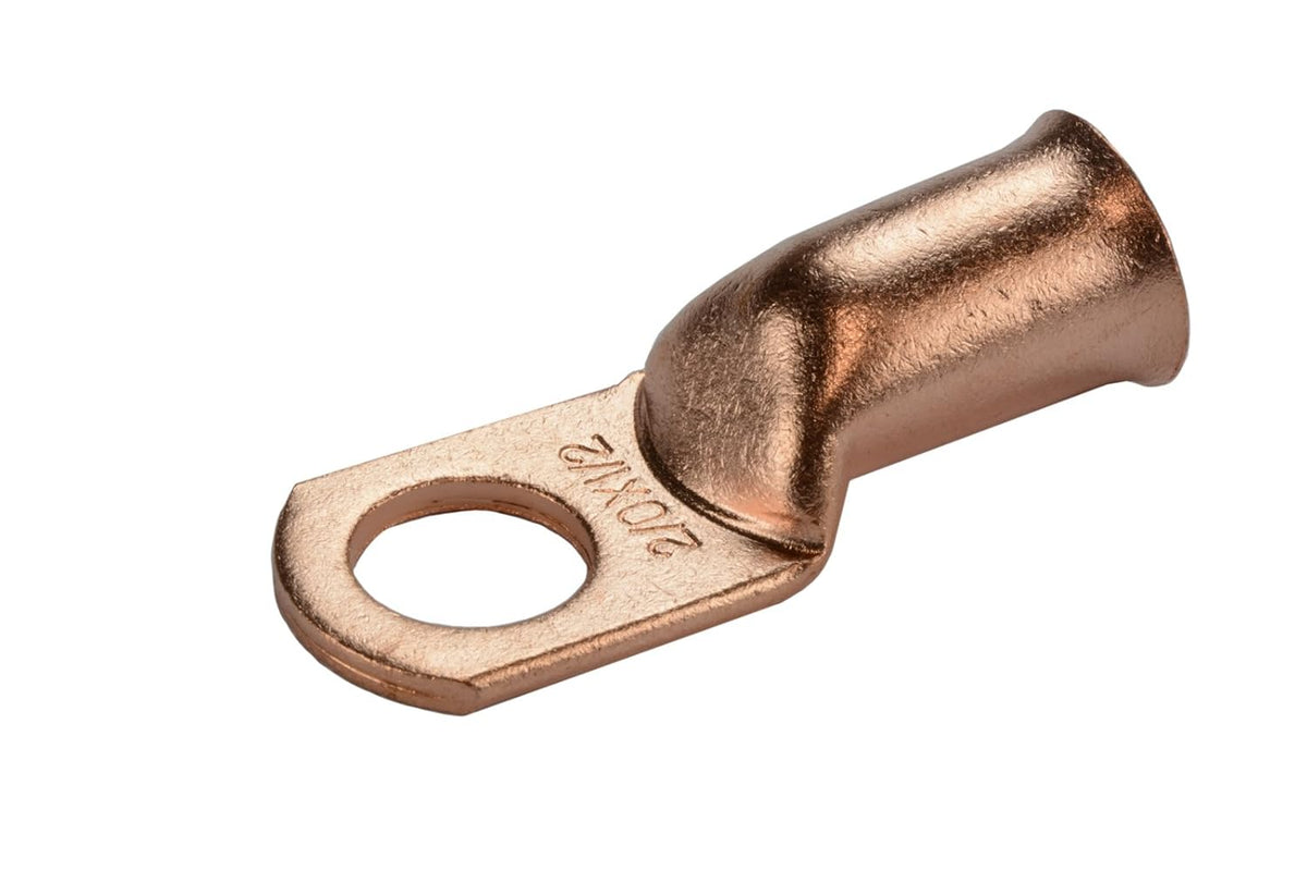 5 Pack Bare Copper Welding Battery Cable Ends, Lugs Terminal 2/0 AWG 1/2" Hole (6 AWG to 1/0 AWG Options Available)