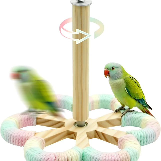 Parakeet Toy and Bird Perch with Rotating Stand
