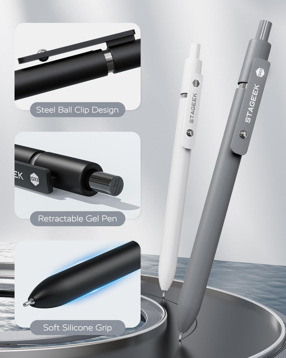 Black Gel Pens, 6Pcs Fine Point Smooth Writing Pens with 3 Extra Refills, Black Ink Pens for Journaling - photo 4