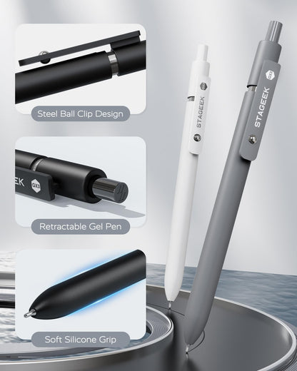 Black Gel Pens, 6Pcs Fine Point Smooth Writing Pens with 3 Extra Refills, Black Ink Pens for Journaling - photo 4