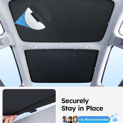 Wigoo 2026 Tesla Model 3 Sunshade Roof [Never Sag, Nano Ice-Crystal Coatings] Heat Reflective Glass Roof Sun Shade, Accessories for Tesla Model 3 2020~2026, Tesla Interior Black