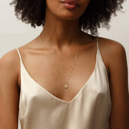 Endless Story Initial Necklaces for Women, Sterling Silver, 14K Gold Filled Custom Dainty Letter Necklace, Initial Necklace, 9mm Disc Pendant, Mom Necklace, Gift for Mom, Daughter, Grandma