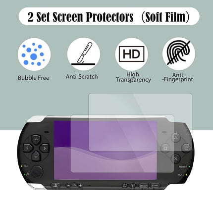 JDGPOKOO 4 in 1 Accessories Kit for PSP 1000/2000/3000, Carrying Case for PSP 1000 2000 3000, 2 Set Screen Protectors and Charging&Date Cable, Compatible with PlayStation Portable 1000/2000/3000 ONLY