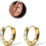 1Pair 316L Surgical Steel Opal Small Hoop Earrings for Women
