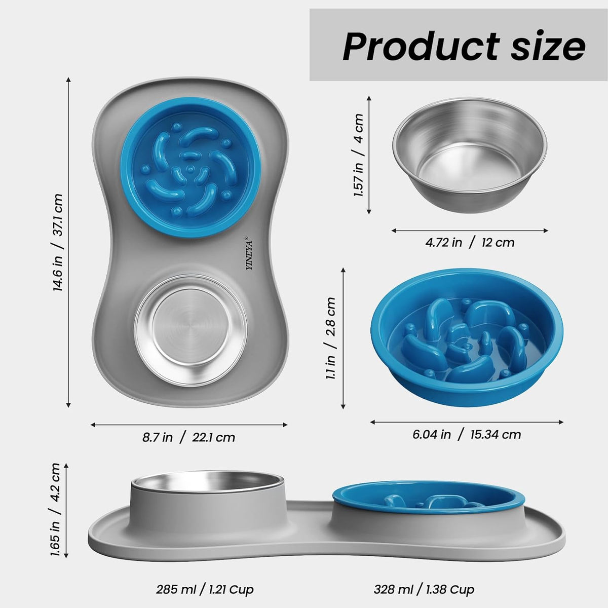 3-in-1 Stainless Steel Slow Feeder Dog Bowl Set - photo 4