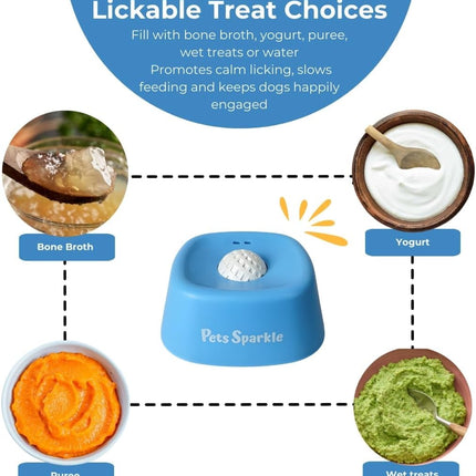 Dog Licking Bowl, Slow Feeder Lick Bowl for Dogs for Yogurt, Bone Broth & Liquid Treats, Licking Bowl with Ball, Lick Ball Slow Feeder for Dogs, Slow Feed Lick Bowl for Dogs