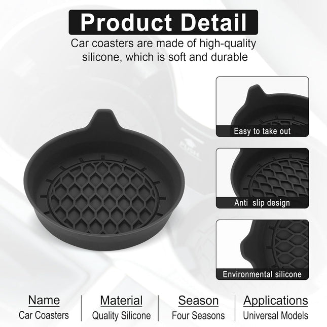 Car Cup Holder Coaster, Silicone Cup Holder Insert, Universal Non-Slip Cup Holders, Car Accessories - photo 2