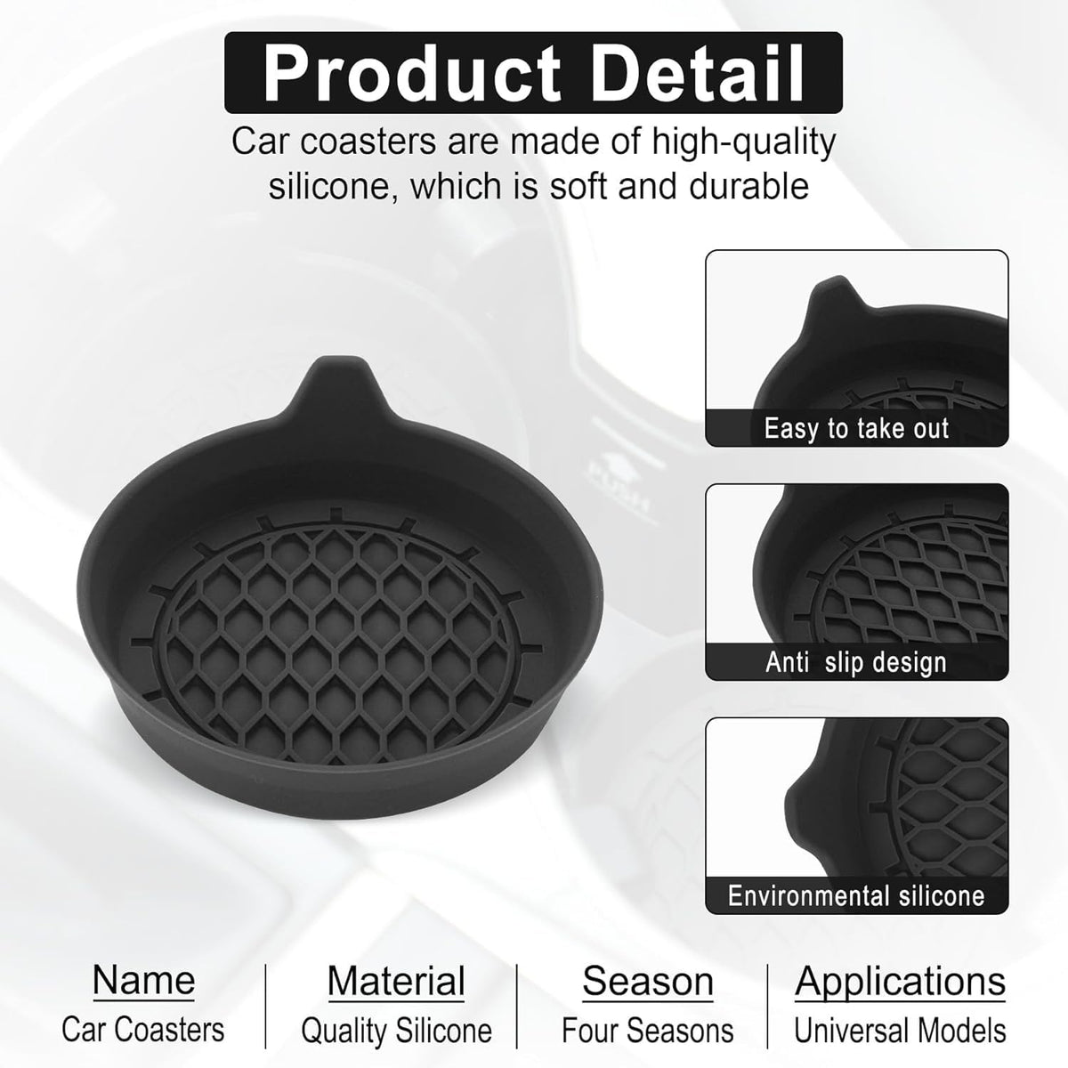 Car Cup Holder Coaster, Silicone Cup Holder Insert, Universal Non-Slip Cup Holders, Car Accessories - photo 2