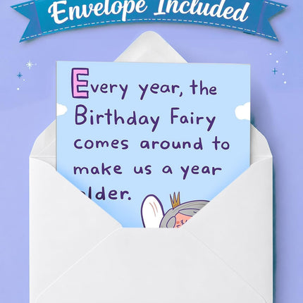 Funny Birthday Card for Women, Men, Friends! Hilarious Birthday Fairy Joke