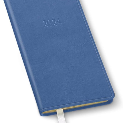 Gallery Leather Pocket Monthly Planner 2024, Elegantly Bound Calendar Planner and Notebook with Stylish Gold-Gilded Page Edges, 18 Months - Acadia Hydrangea - 6 x 3.25 "