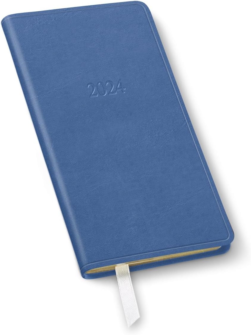 Pocket Monthly Planner 2024 - 18-Month Bonded Leather Calendar, Hydrangea, 6 x 3.25 in.