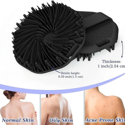 Silicone Body Scrubber for Men, Gentle Exfoliating Silicone Shower Scrubber, Eco-Friendly Silicone Loofah & Body Wash Scrubber for Sensitive Skin, Men’s Shower Scrubber (Gray)