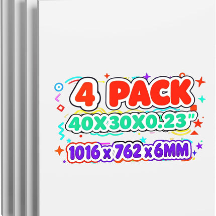 4 Pack Foam Board 30"x40", 0.23 Inch Thickness White Poster Board, Double-Sided Acid-Free Foam Core Board, Large Lightweight Polystyrene Mat Board for Painting, Display, Craft & School Projects