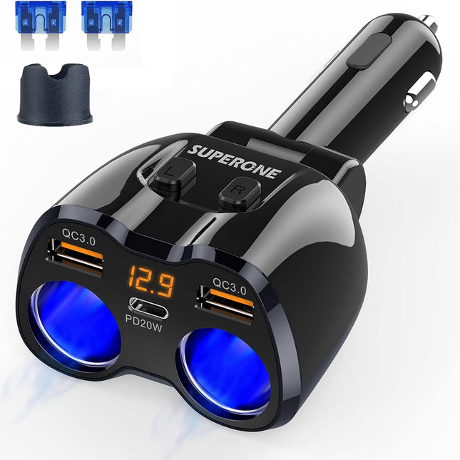 [2026 Upgraded] Cigarette Lighter Splitter, 180W 2-Socket Cigarette