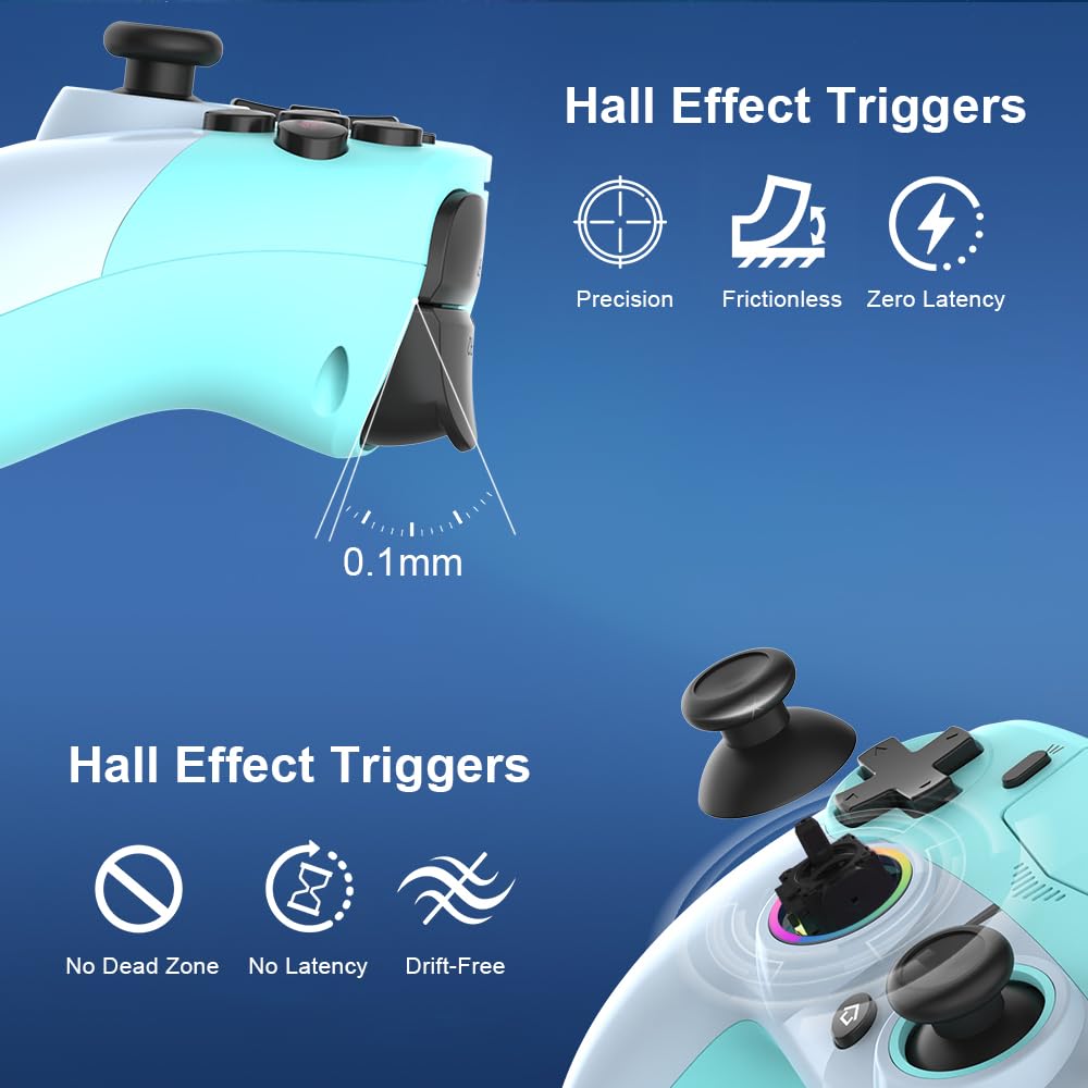 Wireless LED Controller for PS5, Compatible with PS5 Pro/Slim/PC, Dual Vibration, Modded Function, 8 - photo 4