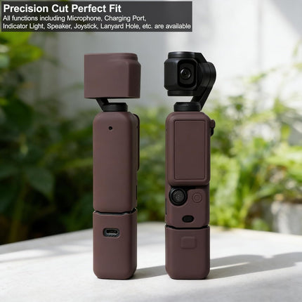 Case for DJI Osmo Pocket 3/Xtra Muse Camera, Soft Silicone Protective Case, Anti-Scratch, Slim Fit Skin with mic Cover and Screen Protector Accessories for Osmo Pocket 3/Xtra Muse (Brown)