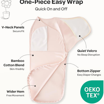 Momcozy Swaddles for Newborns, Quiet Fastener Swaddle Suitable for Infant 0-3 Months, New-Parent-Friendly Sleep Sack, Reduce Startle Reflex, Newborn Boys Girls Registry Essentials, 2-Pack, Bloom